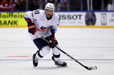 HERNING, DENMARK: Brian Gibbons of United States skates against Denmark during the 2018 IIHF Ice Hockey World Championship on May 5, 2018. (Photo by Martin Rose/Getty Images)