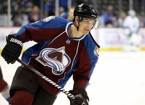 Nov 4, 2014; Denver, CO, USA; Colorado Avalanche defenseman Nick Holden (2) before the game against the Vancouver Canucks at Pepsi Center. The Canucks won 5-2. Mandatory Credit: Chris Humphreys-USA TODAY Sports