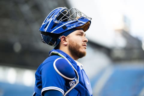 TORONTO, ON – AUGUST 31: Alejandro Kirk #30 of the Toronto Blue Jays walks the the dugout before playing against he Chicago Cubs in their MLB game at the Rogers Centre on August 31, 2022 in Toronto, Ontario, Canada. (Photo by Mark Blinch/Getty Images)