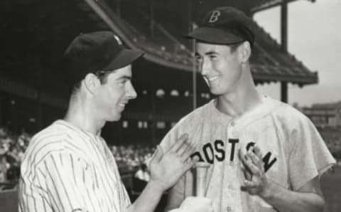 New York Yankees Joe DiMaggio and Boston Red Sox Ted Williams. (Photo by Bill Green/Sporting News via Getty Images)