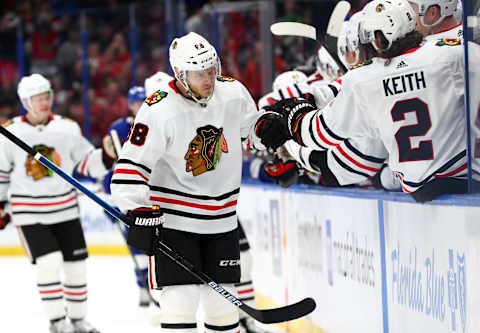 Chicago Blackhawks defenseman Slater Koekkoek (68): Kim Klement-USA TODAY Sports