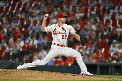 May 15, 2023; St. Louis, Missouri, USA; St. Louis Cardinals starting pitcher Jack Flaherty (22) pitches against the Milwaukee Brewers during the first inning at Busch Stadium. Mandatory Credit: Jeff Curry-USA TODAY Sports