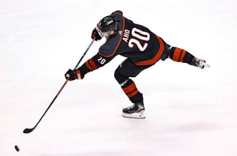 Sebastian Aho #20 of the Carolina Hurricanes (Photo by Elsa/Getty Images)