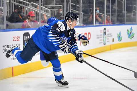 EDMONTON, AB – AUGUST 14: Roni Hirvonen #22   (Photo by Andy Devlin/ Getty Images)