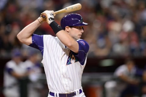 Apr 28, 2016; Phoenix, AZ, USA; Arizona Diamondbacks first baseman Paul Goldschmidt (44) bats during the fourth inning against the St. Louis Cardinals at Chase Field. Mandatory Credit: Joe Camporeale-USA TODAY Sports