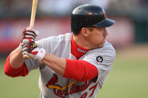 OAKLAND, CA – JUNE 16: Scott Rolen of the St. Louis Cardinals bats during the game against the Oakland Athletics at the McAfee Coliseum in Oakland, California on June 16, 2007. The Cardinals defeated the Athletics 15-6. (Photo by Brad Mangin/MLB Photos via Getty Images)