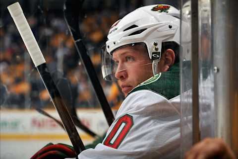 Defenceman Ryan Suter #20 of the Minnesota Wild . (Photo by Frederick Breedon/Getty Images)