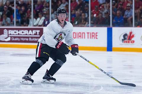 Ottawa Senators Prospect Defenseman Jacob Bernard-Docker (48) (Photo by Richard A. Whittaker/Icon Sportswire via Getty Images)