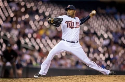 May 24, 2016; Minneapolis, MN, USA; Minnesota Twins relief pitcher Fernando Abad (58) pitches to the Kansas City Royals at Target Field. Mandatory Credit: Bruce Kluckhohn-USA TODAY Sports