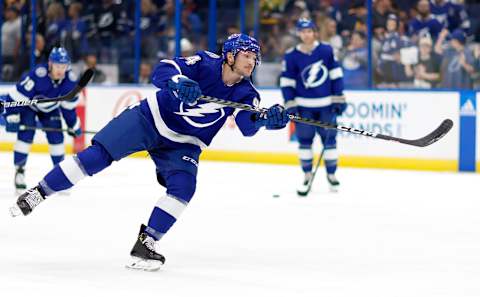 TAMPA, FLORIDA – MARCH 02: Tanner Jeannot #84 of the Tampa Bay Lightning looks on during a game against the Pittsburgh Penguins at Amalie Arena on March 02, 2023 in Tampa, Florida. (Photo by Mike Ehrmann/Getty Images)