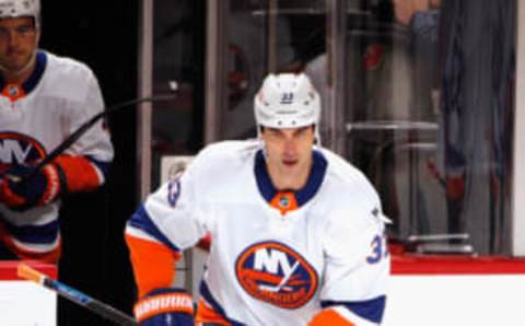 NEWARK, NEW JERSEY – OCTOBER 07: Zdeno Chara #33 of the New York Islanders skates in warm-ups prior to the preseason game against the New Jersey Devils at the Prudential Center on October 07, 2021 in Newark, New Jersey. (Photo by Bruce Bennett/Getty Images)