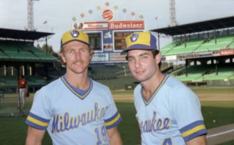 Paul Molitor (right) with legendary teammate Robin Yount. (Photo by Ron Vesely/MLB Photos via Getty Images)