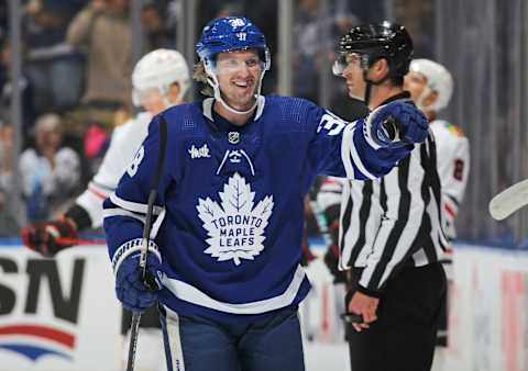 TORONTO, CANADA – FEBRUARY 15: Rasmus Sandin #38 of the Toronto Maple Leafs (Photo by Claus Andersen/Getty Images)