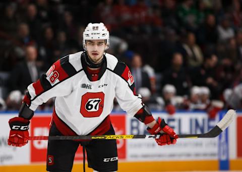 Kevin Bahl #88 of the Ottawa 67’s. (Photo by Chris Tanouye/Getty Images)