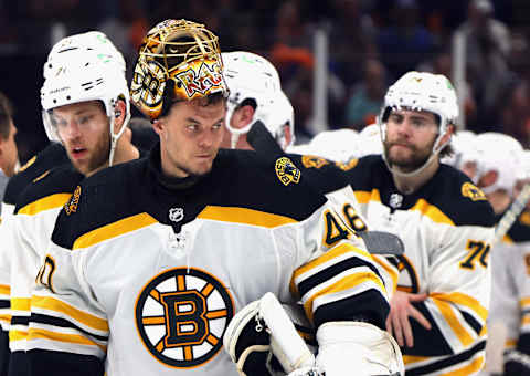 Tuukka Rask #40 of the Boston Bruins. (Photo by Bruce Bennett/Getty Images)