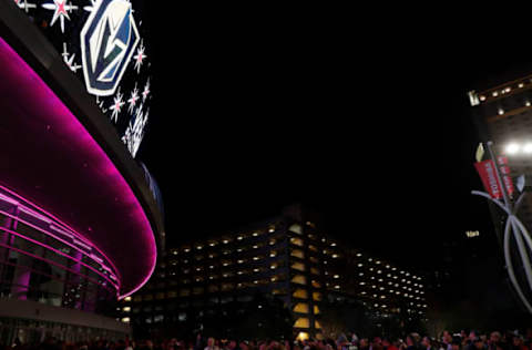 LAS VEGAS, NV – NOVEMBER 22: Fans line up to check out the stadium after the NHL unveiled the new logo and name for the Vegas Golden Knights in Toshiba Plaza at T-Mobile Arena November 22, 2016 in Las Vegas, Nevada. The Golden Knights will begin play in the 2017-18 season. (Photo by Isaac Brekken/NHLI via Getty Images)