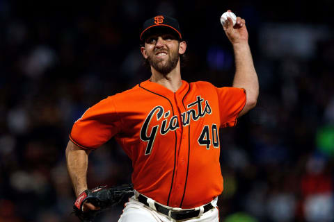 SAN FRANCISCO, CA – SEPTEMBER 28: Madison Bumgarner #40 of the San Francisco Giants pitches against the Los Angeles Dodgers during the sixth inning at AT&T Park on September 28, 2018 in San Francisco, California. The Los Angeles Dodgers defeated the San Francisco Giants 3-1. (Photo by Jason O. Watson/Getty Images)