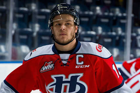 Jordy Bellerive #15 of the Lethbridge Hurricanes (Photo by Marissa Baecker/Getty Images)