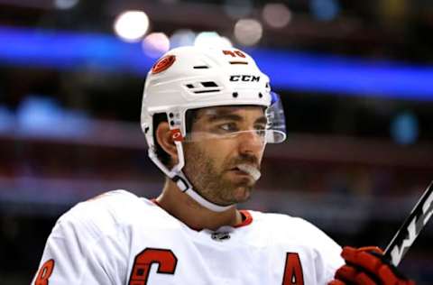 Jordan Martinook #48 of the Carolina Hurricanes. (Photo by Michael Reaves/Getty Images)