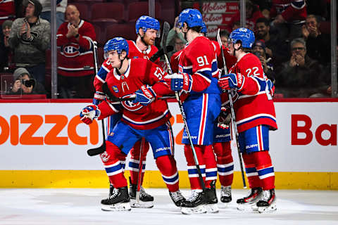 Dec 2, 2023; Montreal, Quebec, CAN; Montreal Canadiens defenseman Justin Barron. Mandatory Credit: David Kirouac-USA TODAY Sports