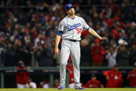 BOSTON, MA – OCTOBER 24: Ryan Maddson #50 of the Los Angeles Dodgers reacts to walking in a run in the fifth inning during Game 2 of the 2018 World Series against the Boston Red Sox at Fenway Park on Wednesday, October 24, 2018 in Boston, Massachusetts. (Photo by Adam Glanzman/MLB Photos via Getty Images)