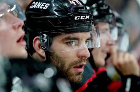 Jordan Martinook #48, Carolina Hurricanes (Photo by Gregg Forwerck/NHLI via Getty Images)