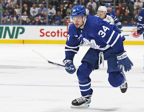 TORONTO, CANADA – MAY 2: Auston Matthews #34 of the Toronto Maple Leafs  (Photo by Claus Andersen/Getty Images)