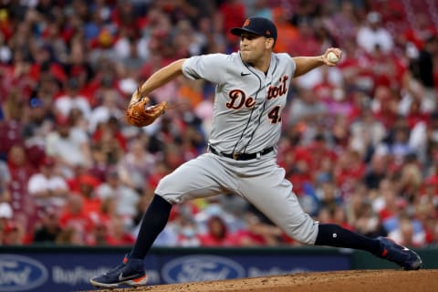 CINCINNATI, OHIO – SEPTEMBER 04: Matthew Boyd #48 of the Detroit Tigers throws a pitch in the game against the Cincinnati Reds at Great American Ball Park on September 04, 2021 in Cincinnati, Ohio. (Photo by Justin Casterline/Getty Images)