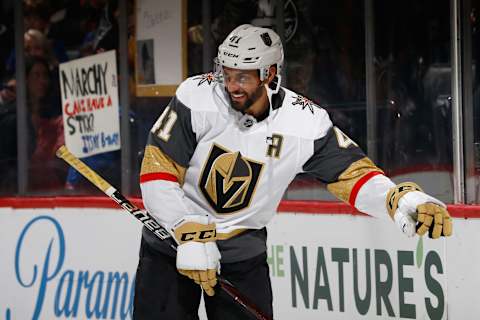 NEW YORK, NY – DECEMBER 12: Pierre-Edouard Bellemare #41 of the Vegas Golden Knights skates against the New York Islanders at Barclays Center on December 12, 2018 the Brooklyn borough of New York City. Vegas Golden Knights defeated the New York Islanders 3-2 (Photo by Mike Stobe/NHLI via Getty Images)