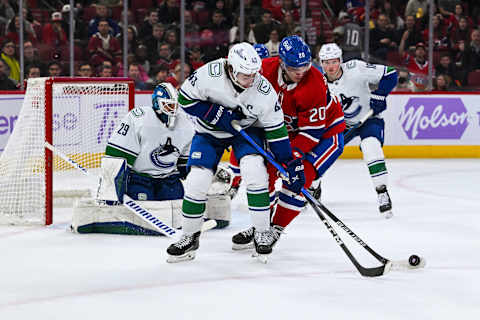 Nov 12, 2023; Montreal, Quebec, CAN; Montreal Canadiens left wing Juraj Slafkovsky. Mandatory Credit: David Kirouac-USA TODAY Sports