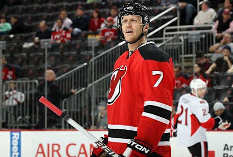 Henrik Tallinder of the New Jersey Devils. (Photo by Jim McIsaac/Getty Images)