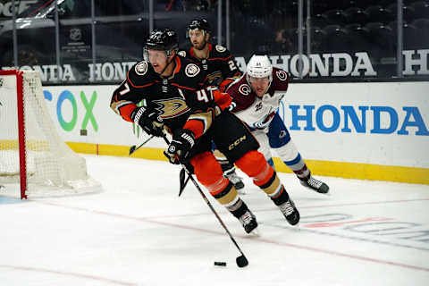 Jan 22, 2021; Anaheim, California, USA; Hampus Lindholm Mandatory Credit: Kirby Lee-USA TODAY Sports