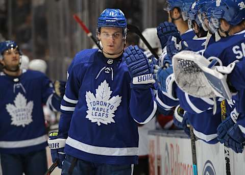 TORONTO, ON – FEBRUARY 11: Zach Hyman #11 of the Toronto Maple Leafs  . (Photo by Claus Andersen/Getty Images)