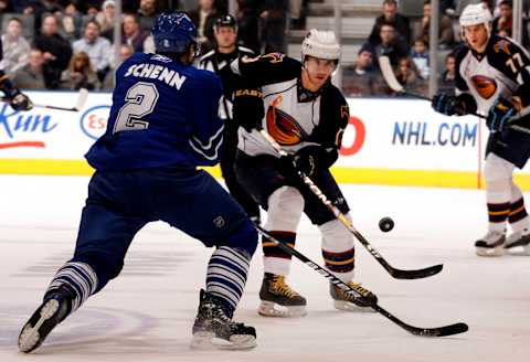 TORONTO – DECEMBER 7: Luke Schenn #2 of the Toronto Maple Leafs (Photo by Abelimages / Getty Images)