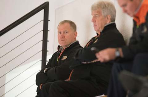 ANAHEIM, CA: Todd Marchant watches from the stands during the Anaheim Ducks’ annual development camp at Anaheim ICE in Anaheim on Friday, June 29, 2018. (Photo by Kevin Sullivan/Orange County Register via Getty Images)