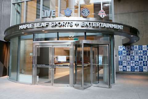 The main entrance to MLSE headquarters at Scotiabank Arena. Mandatory Credit: John E. Sokolowski-USA TODAY Sports