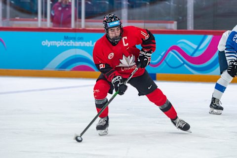 Matthew Savoie #11 of Team Canada in the Lausanne 2020 Winter Youth Olympics (Photo by RvS.Media/Monika Majer/Getty Images)