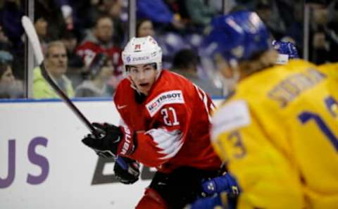 VICTORIA , BC – JANUARY 2: Tim Berni #21 of Switzerland skates against Sweden during a quarter-final game at the IIHF World Junior Championships at the Save-on-Foods Memorial Centre on January 2, 2019 in Victoria, British Columbia, Canada. (Photo by Kevin Light/Getty Images)