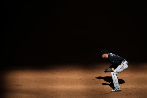 MILWAUKEE, WI – JULY 07: Freddie Freeman #5 of the Atlanta Braves plays first base in the sixth inning against the Milwaukee Brewers at Miller Park on July 7, 2018 in Milwaukee, Wisconsin. (Photo by Dylan Buell/Getty Images)