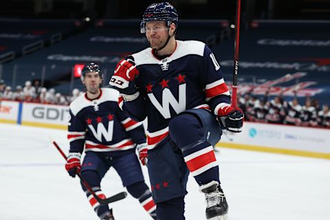 Daniel Sprong #10 of the Washington Capitals. (Photo by Patrick Smith/Getty Images)