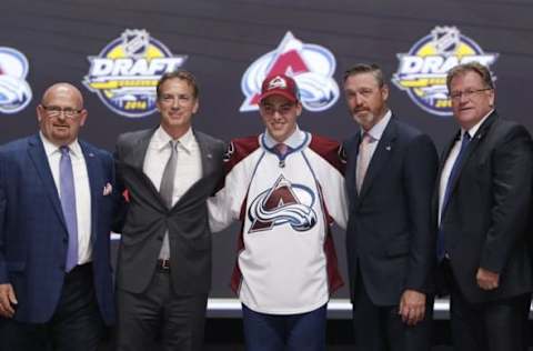 Jun 24, 2016; Buffalo, NY, USA; Tyson Jost poses for a photo after being selected as the number ten overall draft pick by the Colorado Avalanche in the first round of the 2016 NHL Draft at the First Niagra Center. Mandatory Credit: Timothy T. Ludwig-USA TODAY Sports