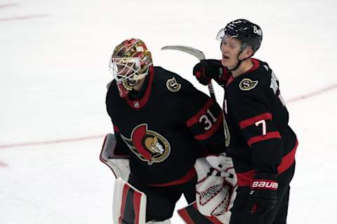 Ottawa Senators goalie Anton Forsberg (31) Mandatory Credit: Marc DesRosiers-USA TODAY Sports