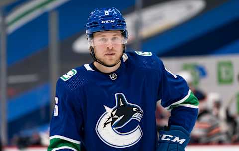 Brock Boeser of the Vancouver Canucks. (Photo by Rich Lam/Getty Images)