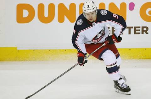 WASHINGTON, DC – April 12: Columbus Blue Jackets left wing Artemi Panarin (9) in action during a match between the Washington Capitals and the Columbus Blue Jackets on April 12, 2018, at the Capital One Arena in Washington, D.C. (Photo by Daniel Kucin Jr./Icon Sportswire via Getty Images)