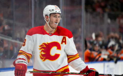 Matthew Tkachuk #19 of the Calgary Flames (Photo by Codie McLachlan/Getty Images)