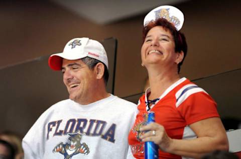 Jan 23, 2016; Sunrise, FL, USA; Florida Panthers fans react during the third period against the Tampa Bay Lightning at BB&T Center. Mandatory Credit: Robert Duyos-USA TODAY Sports