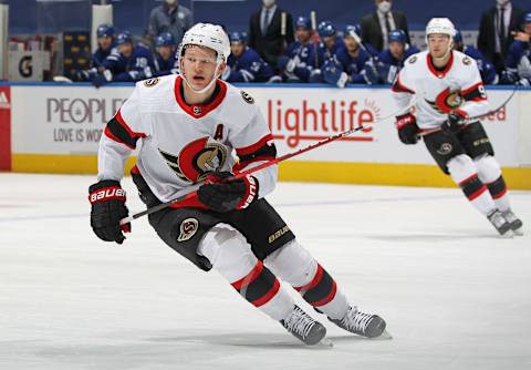 Brady Tkachuk #7 of the Ottawa Senators (Photo by Claus Andersen/Getty Images)