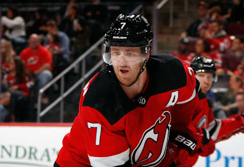 Dougie Hamilton #7 of the New Jersey Devils. (Photo by Bruce Bennett/Getty Images)