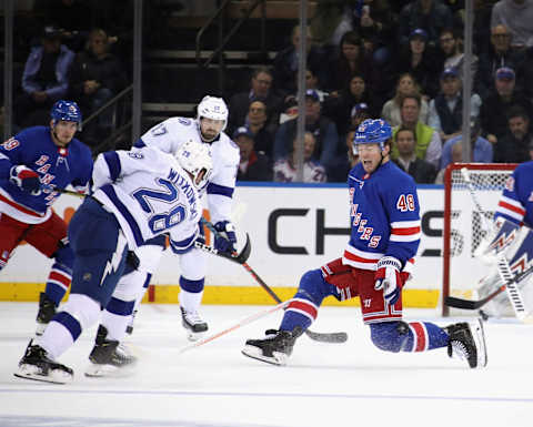 Brendan Lemieux #48 of the New York Rangers (Photo by Bruce Bennett/Getty Images)