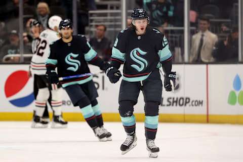 Seattle Kraken, Jared McCann #19. (Photo by Steph Chambers/Getty Images)